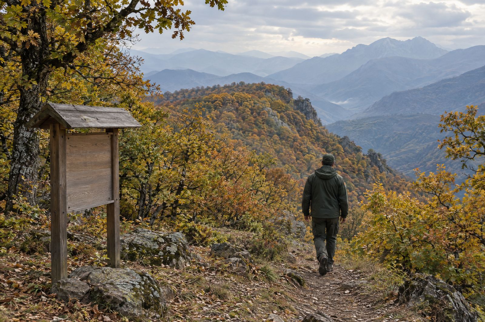 Autumn oak forest on a ridge in the Zangezur mountains